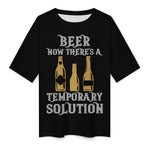Men's Beer Solution Typography Oversized T-shirt