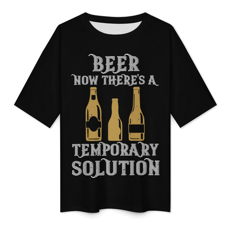 Men's Beer Solution Typography Oversized T-shirt