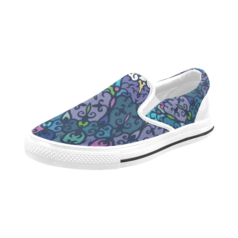 Men's Cosmic Blue Swirl Abstract Slip-on Shoes