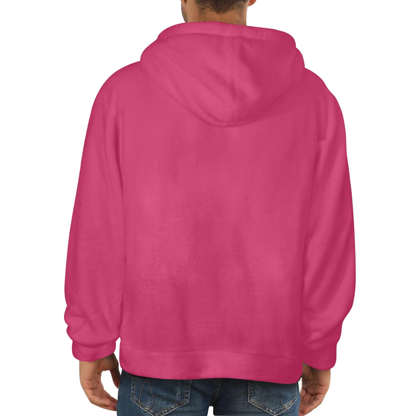 Men's Dark Pink Solid Flannel Hoodie