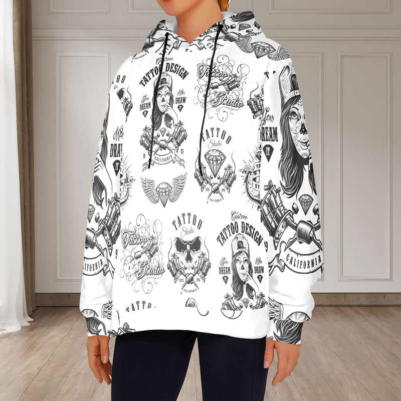 Women's Tattoo Art Abstract Flannel Hoodie