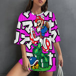 Women's Super Mario Anime Oversized T-shirt