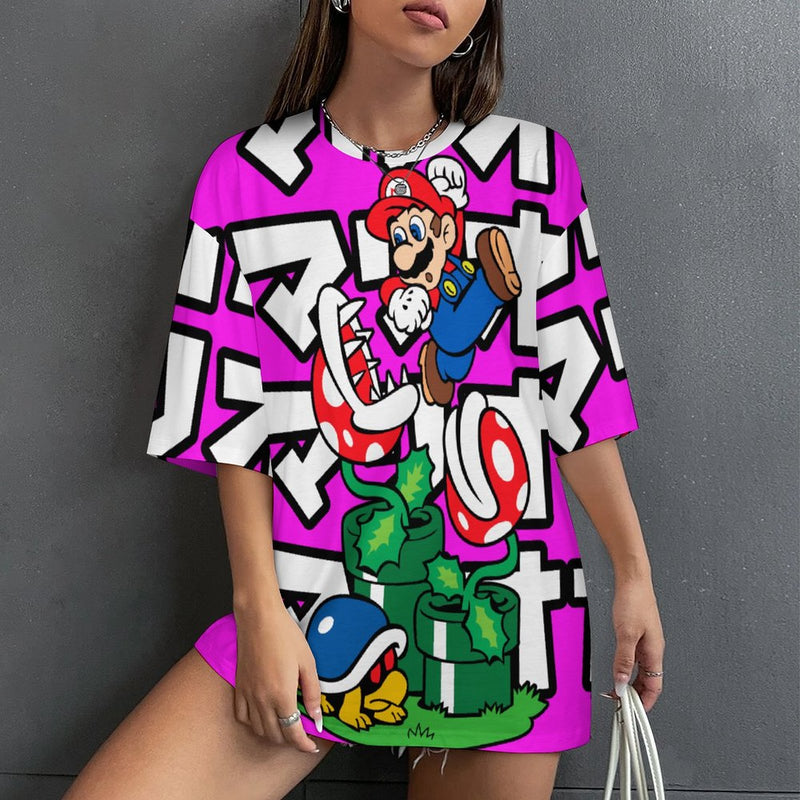 Women's Super Mario Anime Oversized T-shirt