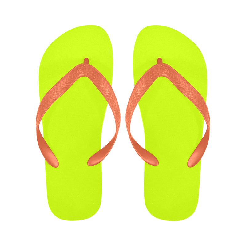Women's Flurosent Yellow Solid Flip Flops