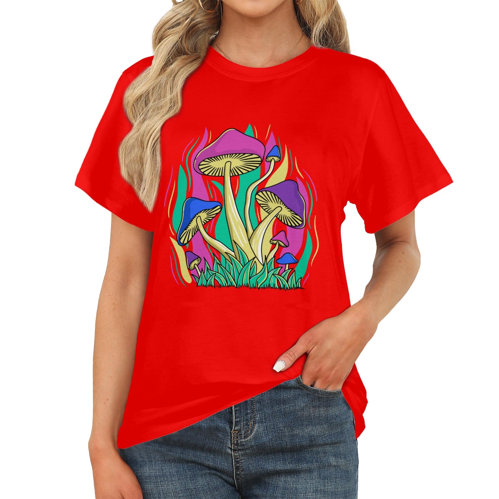 Women's Funky Mushroom Colony Acid & Punk Classic Fit T-shirt