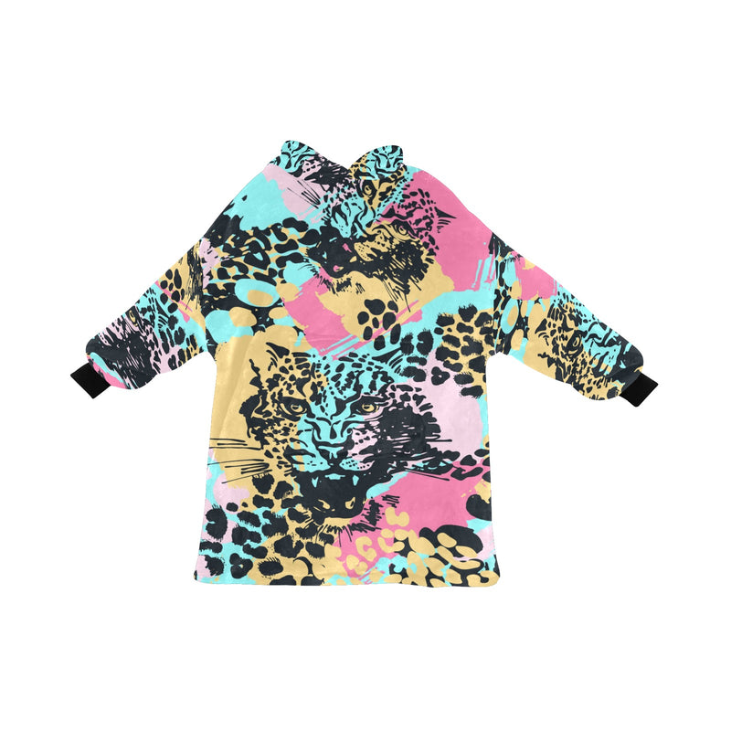 Women's Abstract Leopard Print Blanket Hoodie