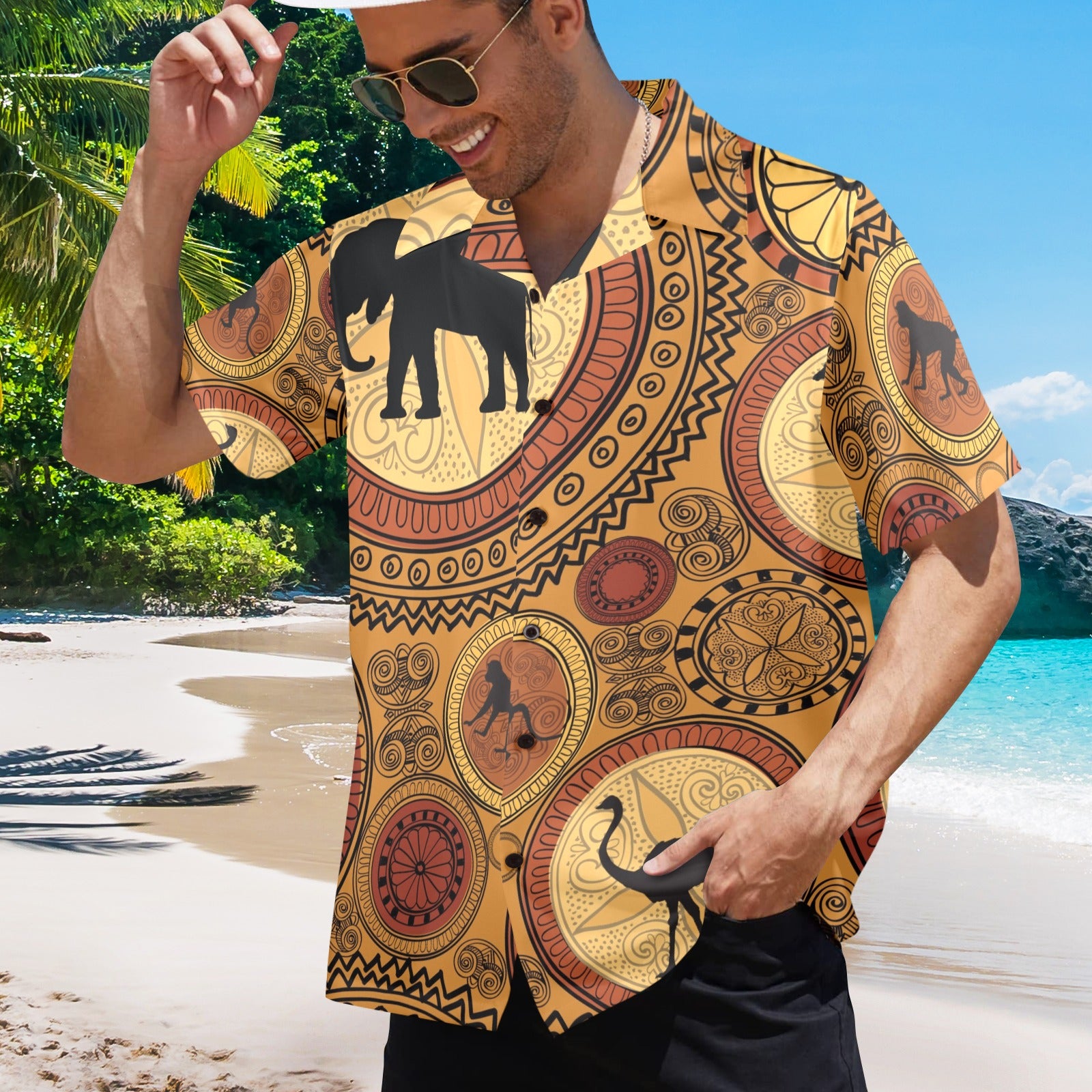 Men's Indian Art Abstract Half Sleeve Shirt