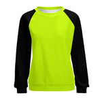 Women's Fluorescent Yellow & Black Solid Sweatshirt