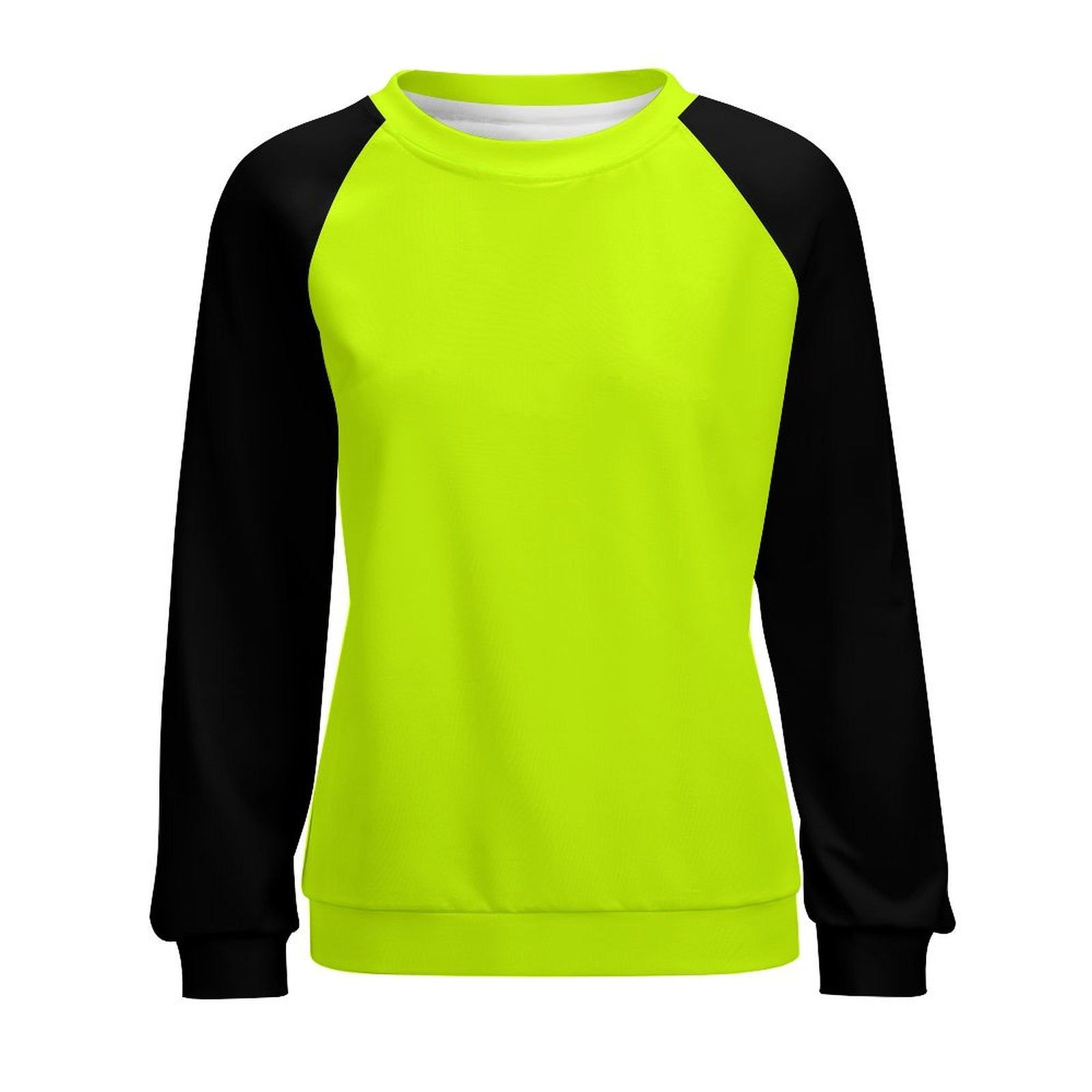 Women's Fluorescent Yellow & Black Solid Sweatshirt