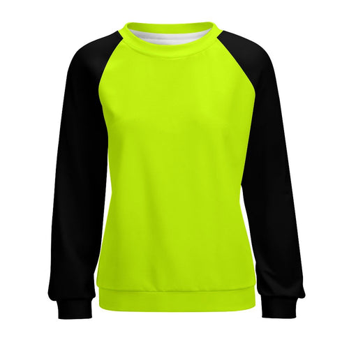 Women's Fluorescent Yellow & Black Solid Sweatshirt
