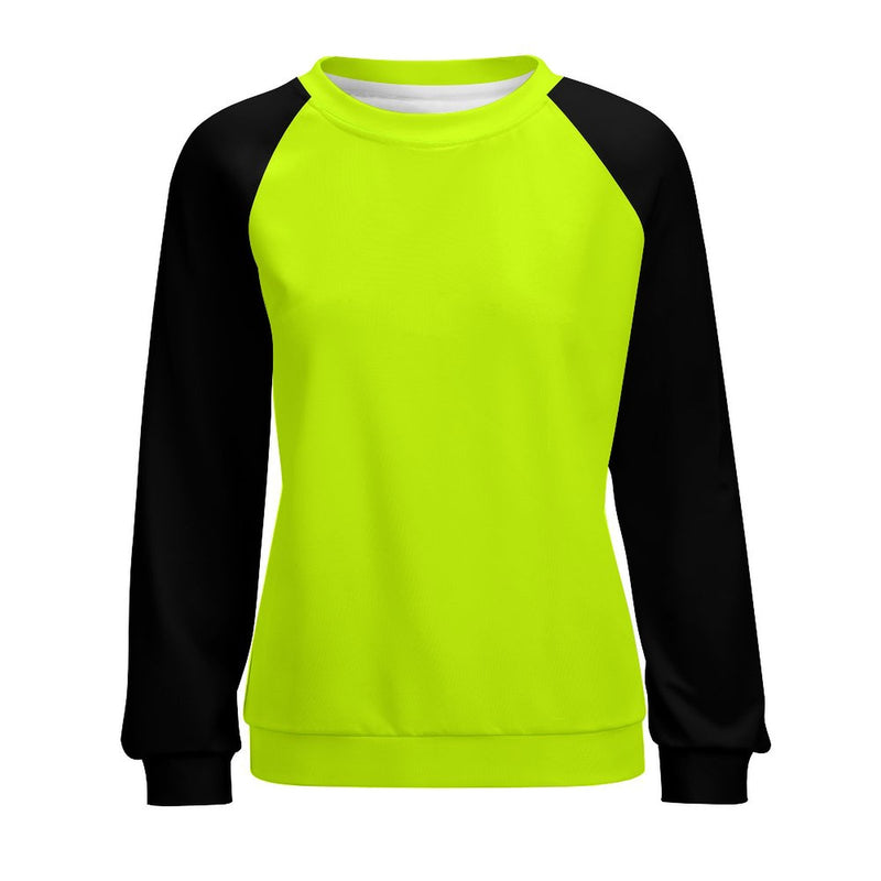Women's Fluorescent Yellow & Black Solid Sweatshirt