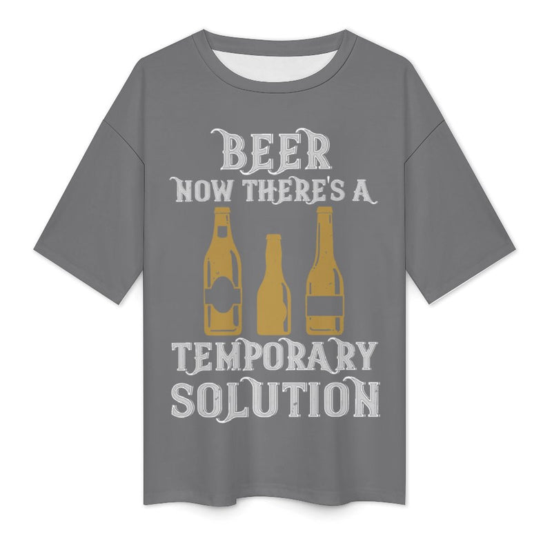 Men's Beer Solution Typography Oversized T-shirt