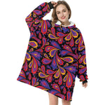 Women's Doodle Paisley Elements Abstract Blanket Hoodie