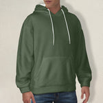 Men's Gray Asparagus Solid Flannel Hoodie