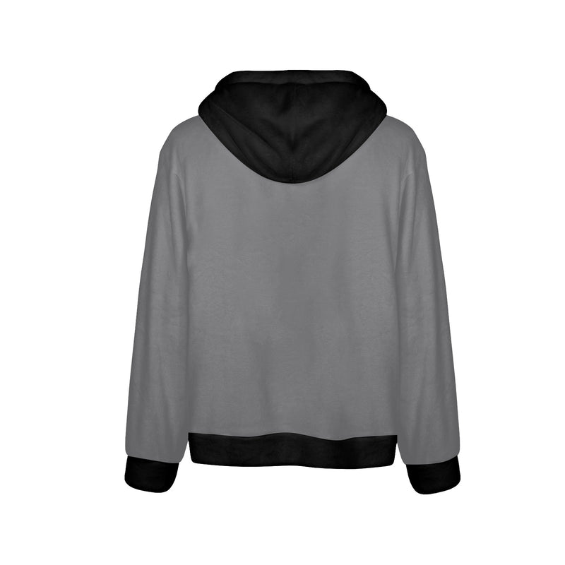 Men's Grey & Black Solid Flannel Hoodie