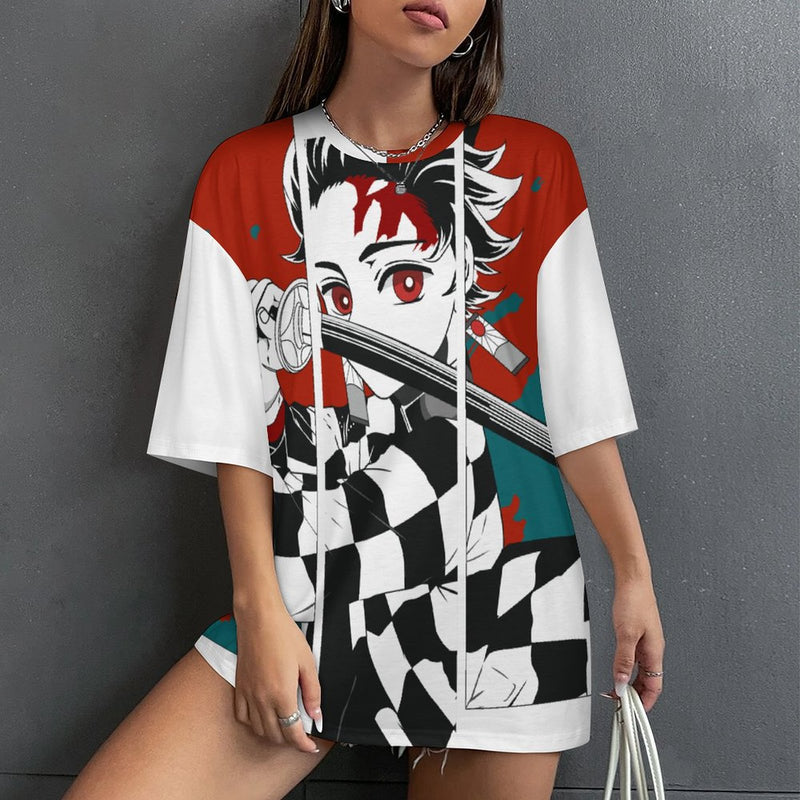 Women's Tanjiro Demon Slayer Anime Oversized T-shirt