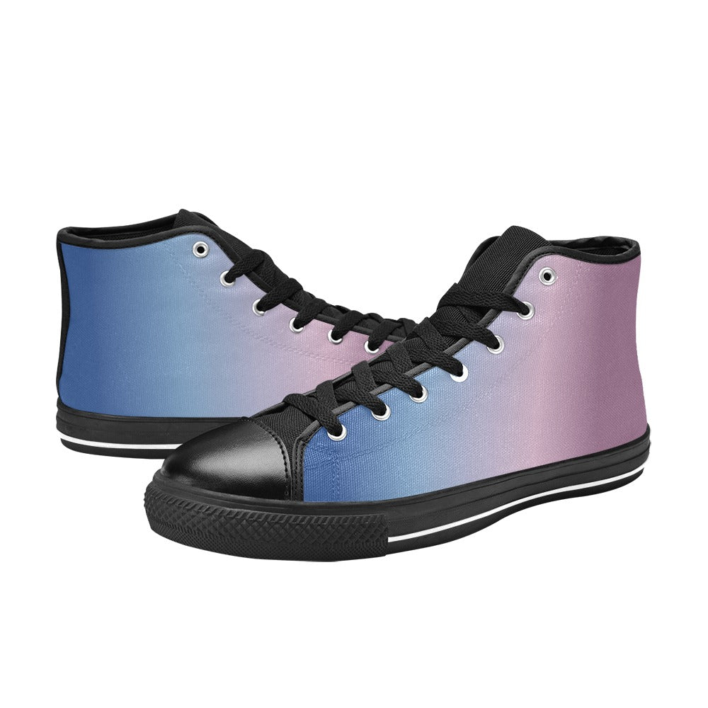 Men's Blue Pink Hue Solid High Top Shoes