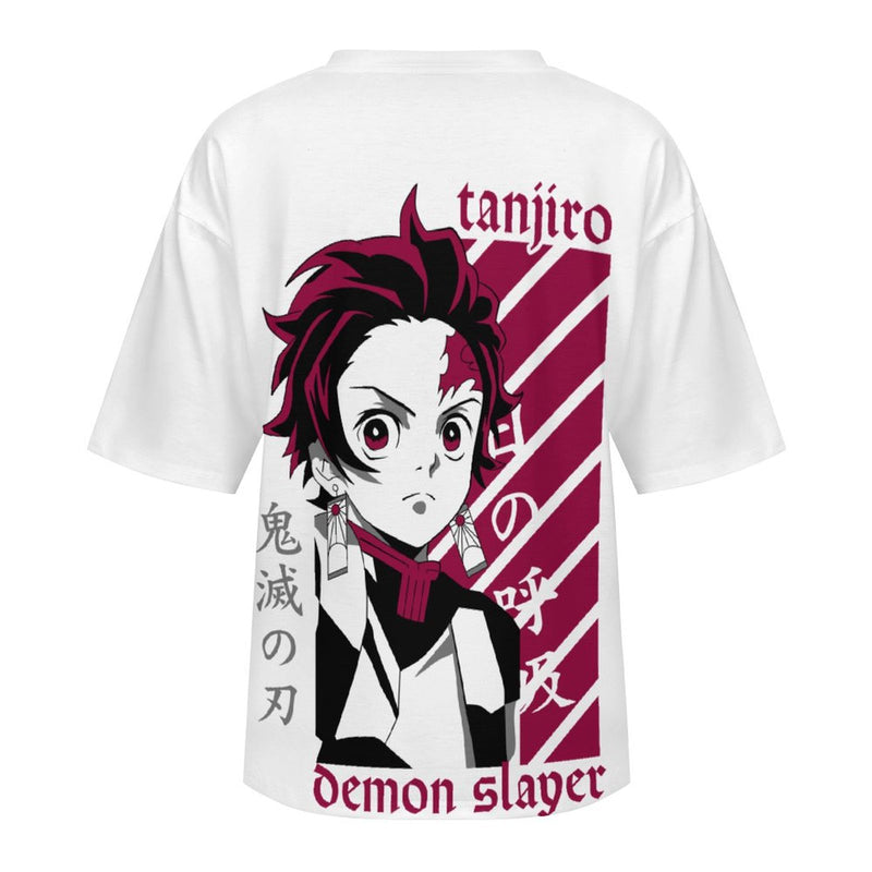 Women's Tanjiro Potrait Demon Slayer Anime Oversized T-shirt
