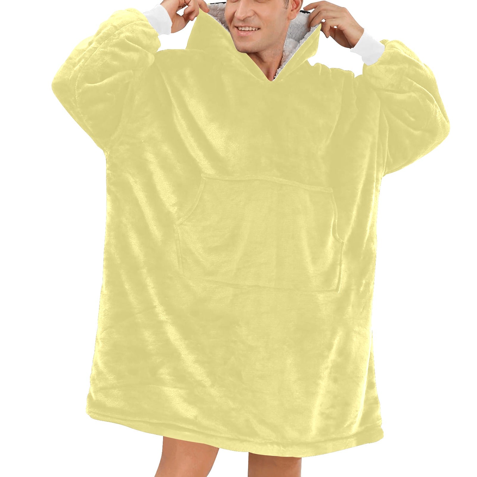 Men's Flax Yellow Solid Blanket Hoodie