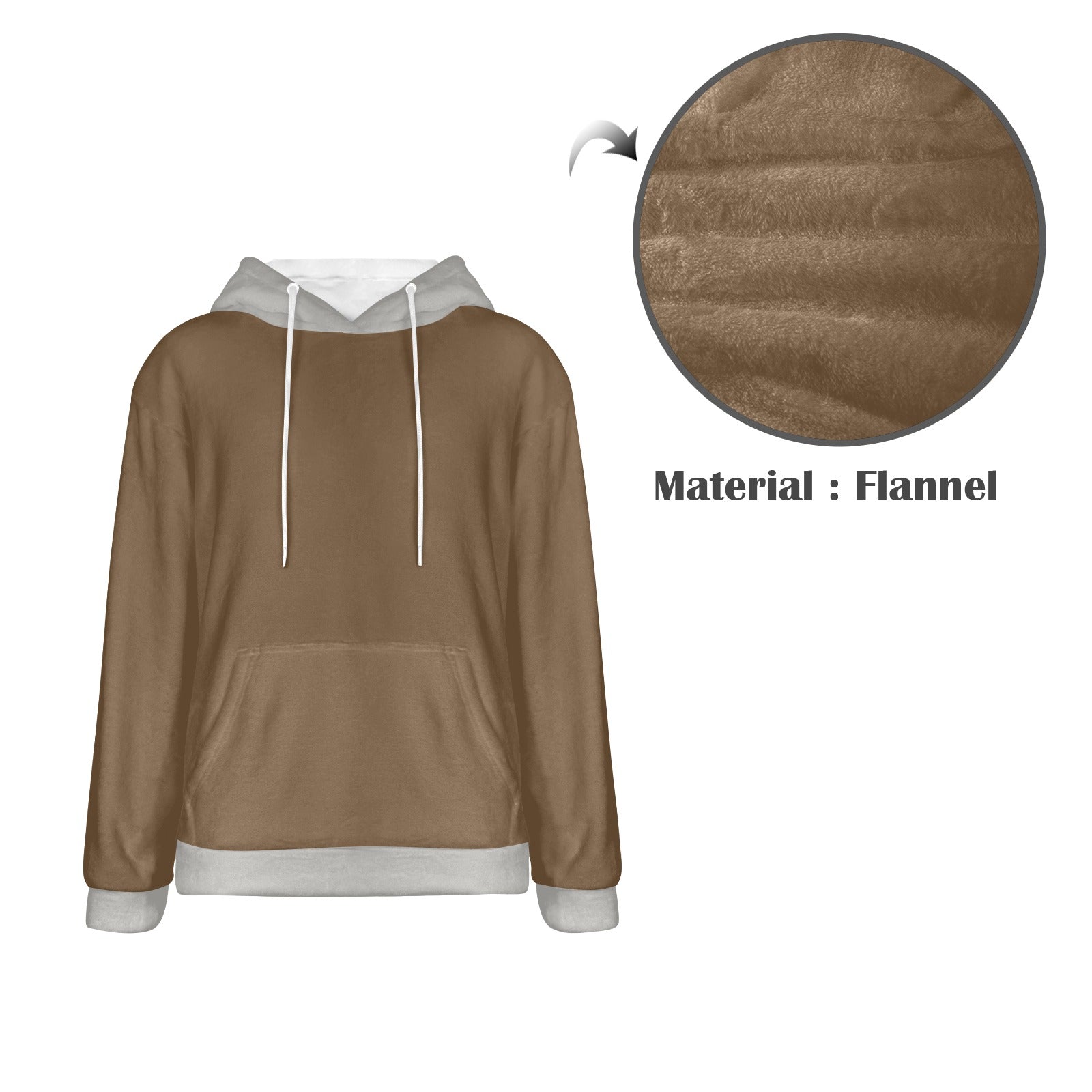 Men's Mocha & Light Grey Solid Flannel Hoodie