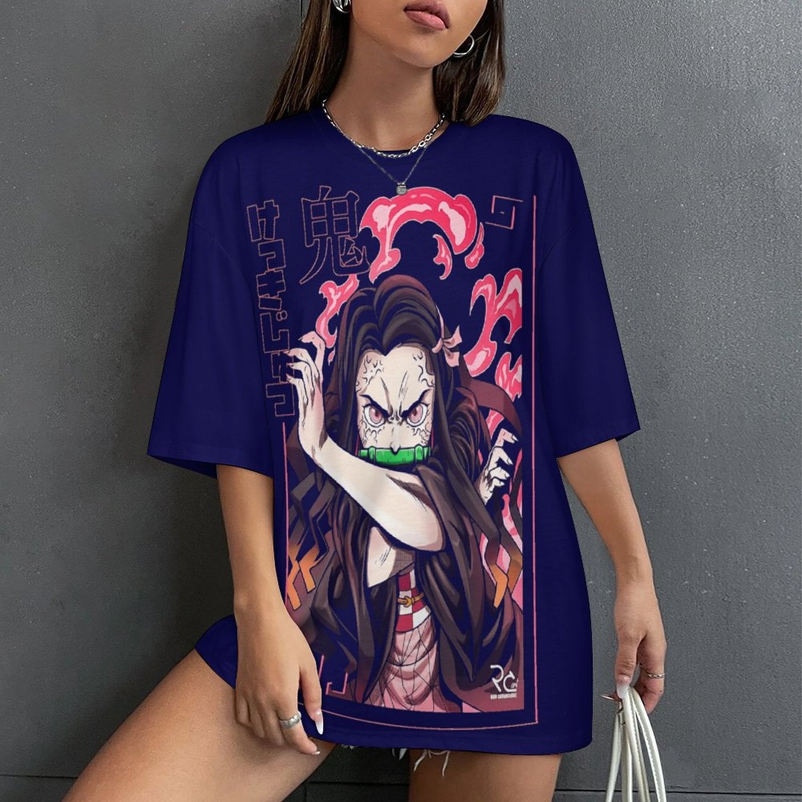 Women's Nezuko Demon Slayer Anime Oversized T-shirt