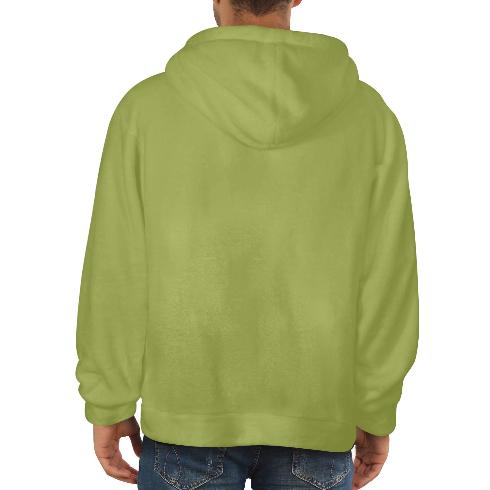 Men's Olive Green Solid Flannel Hoodie