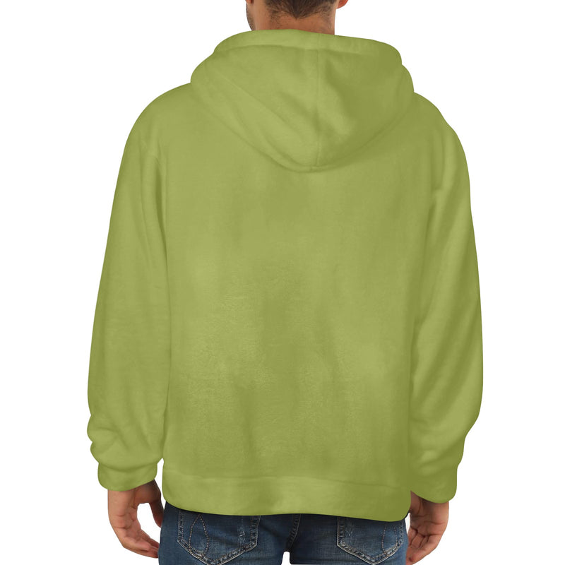 Men's Olive Green Solid Flannel Hoodie