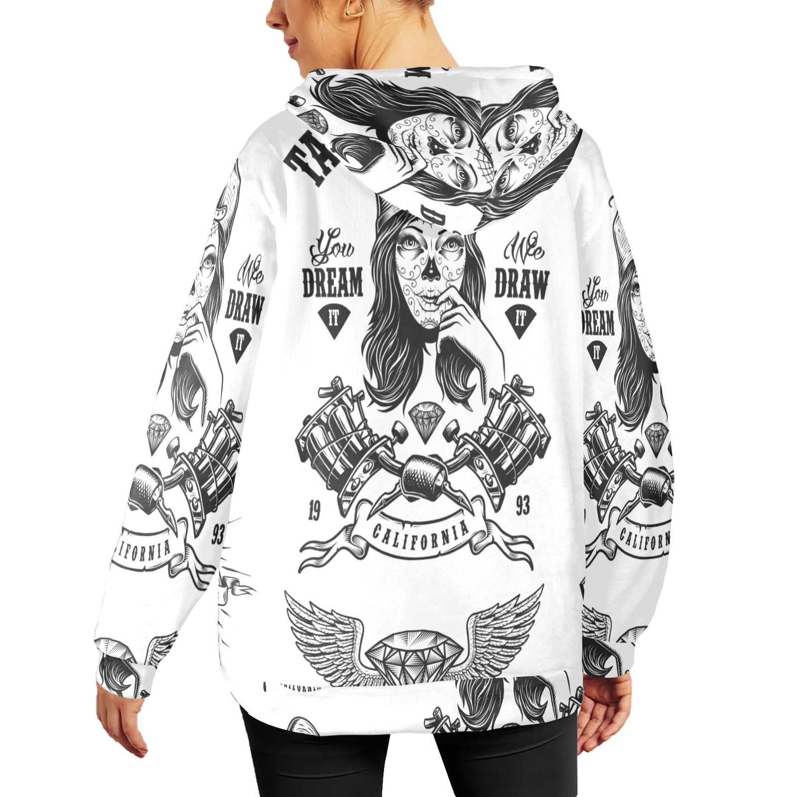 Women's Tattoo Art Abstract Flannel Hoodie