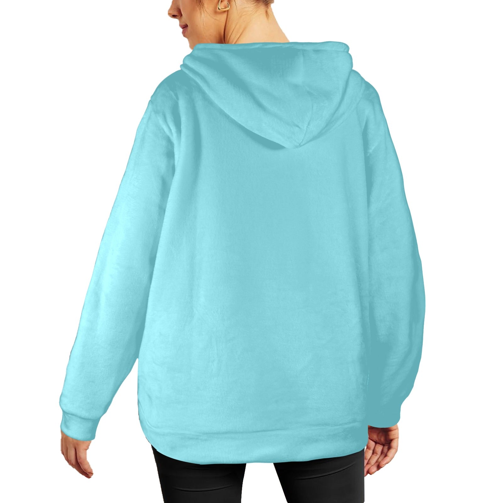 Women's Pale Blue Solid Flannel Hoodie