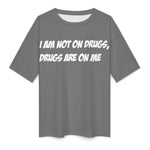 Men's Drugs on Me Typography Oversized T-shirt