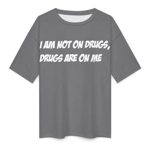 Men's Drugs on Me Typography Oversized T-shirt