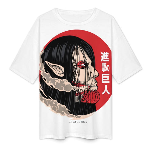 Men's Long Haired Titan Attack on Titans Anime Oversized T-shirt