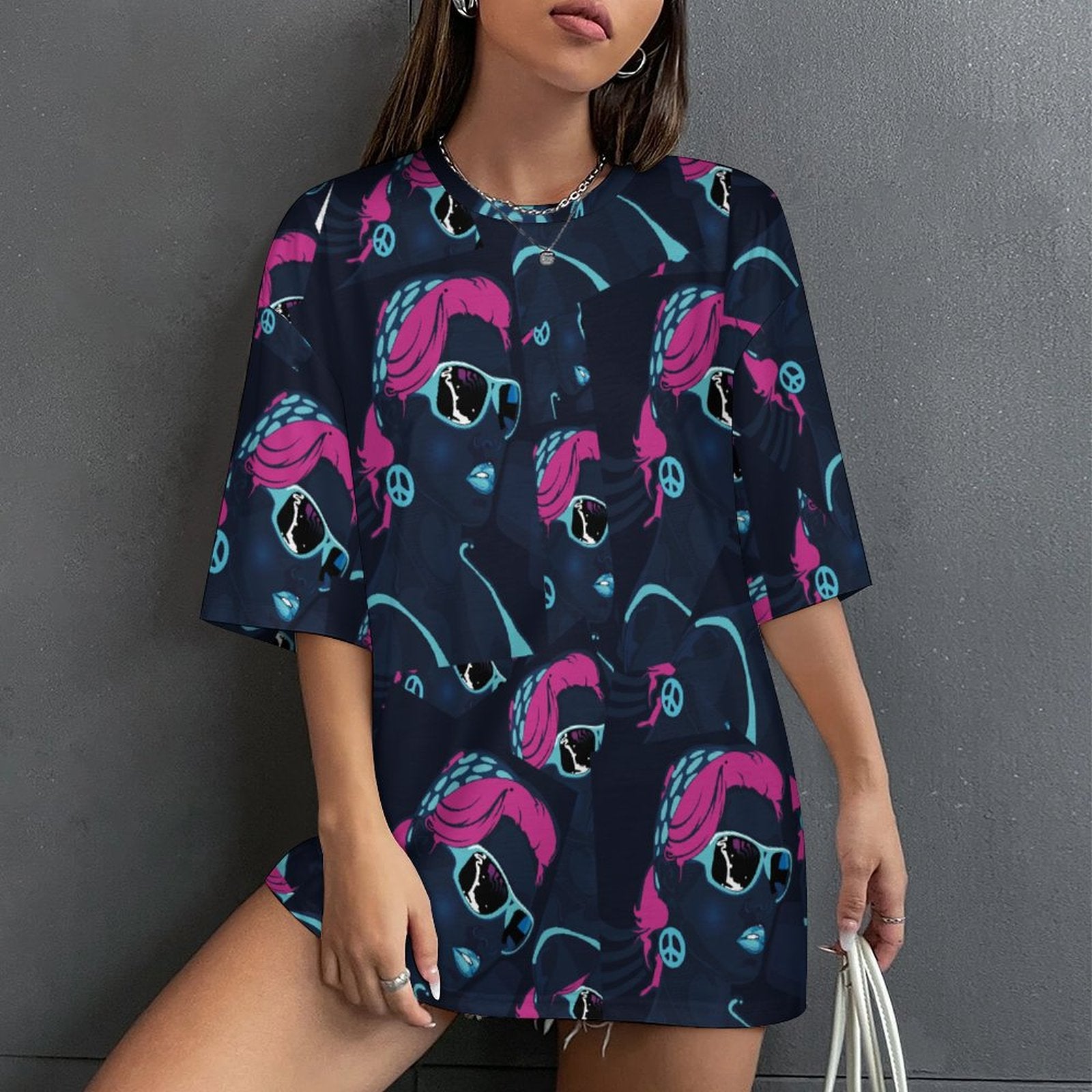 Women's Trippy Peace Women Acid & Punk Oversized T-shirt