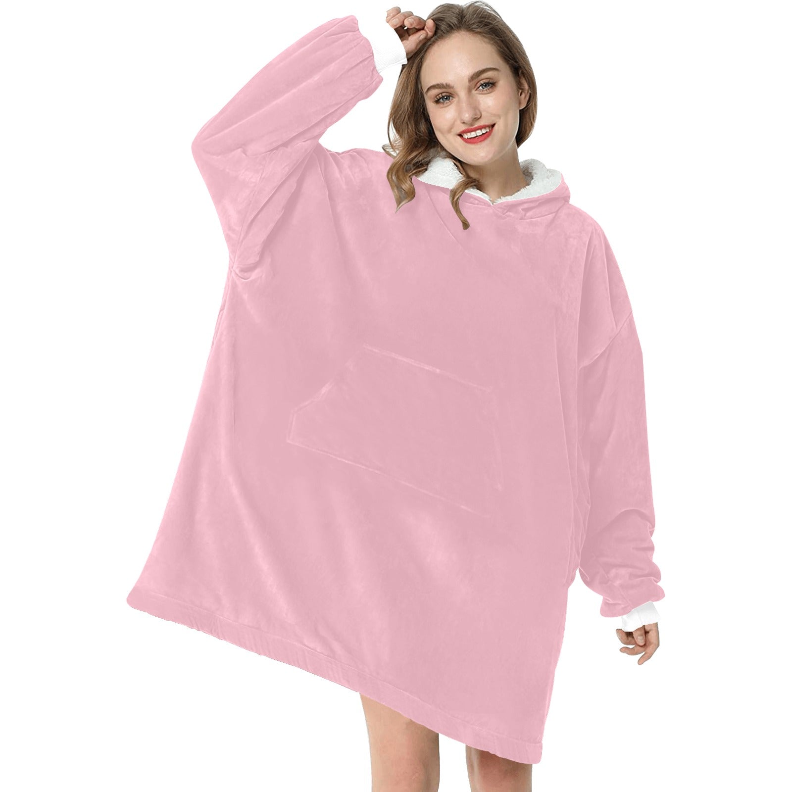 Women's Pale Chestnut Pink Solid Blanket Hoodie