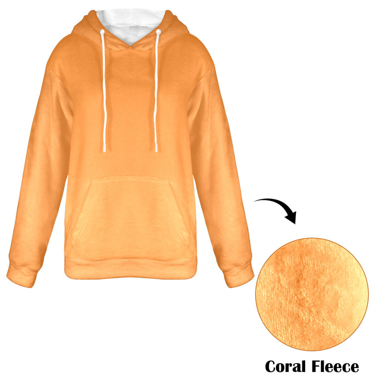 Women's Tiger Eye Orange Solid Flannel Hoodie