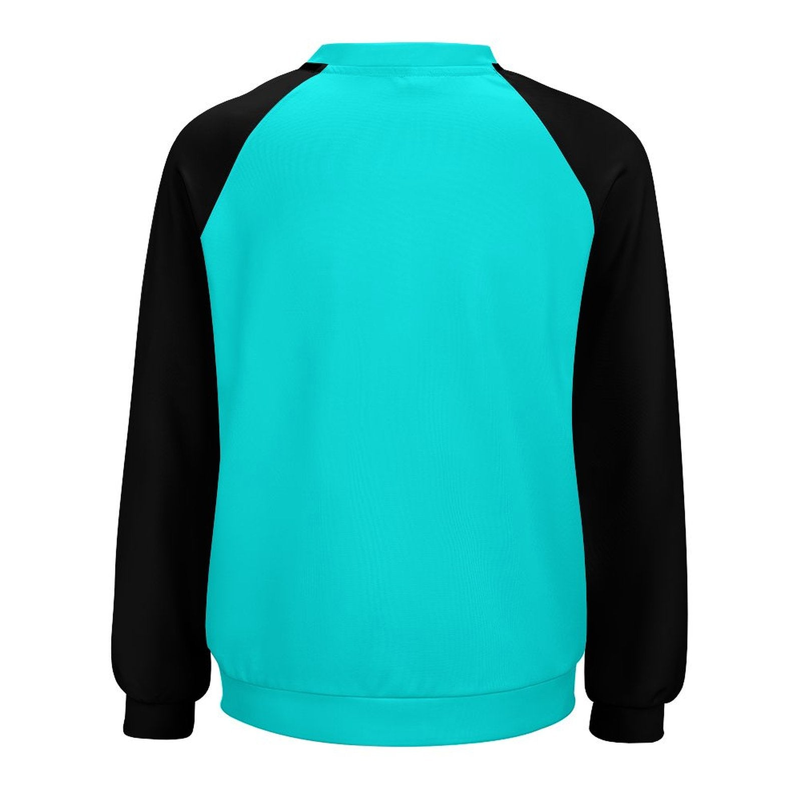 Women's Aqua Blue & Black Solid Sweatshirt
