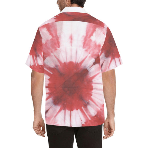 Men's Red Tie-Dye Abstract Half Sleeve Shirt
