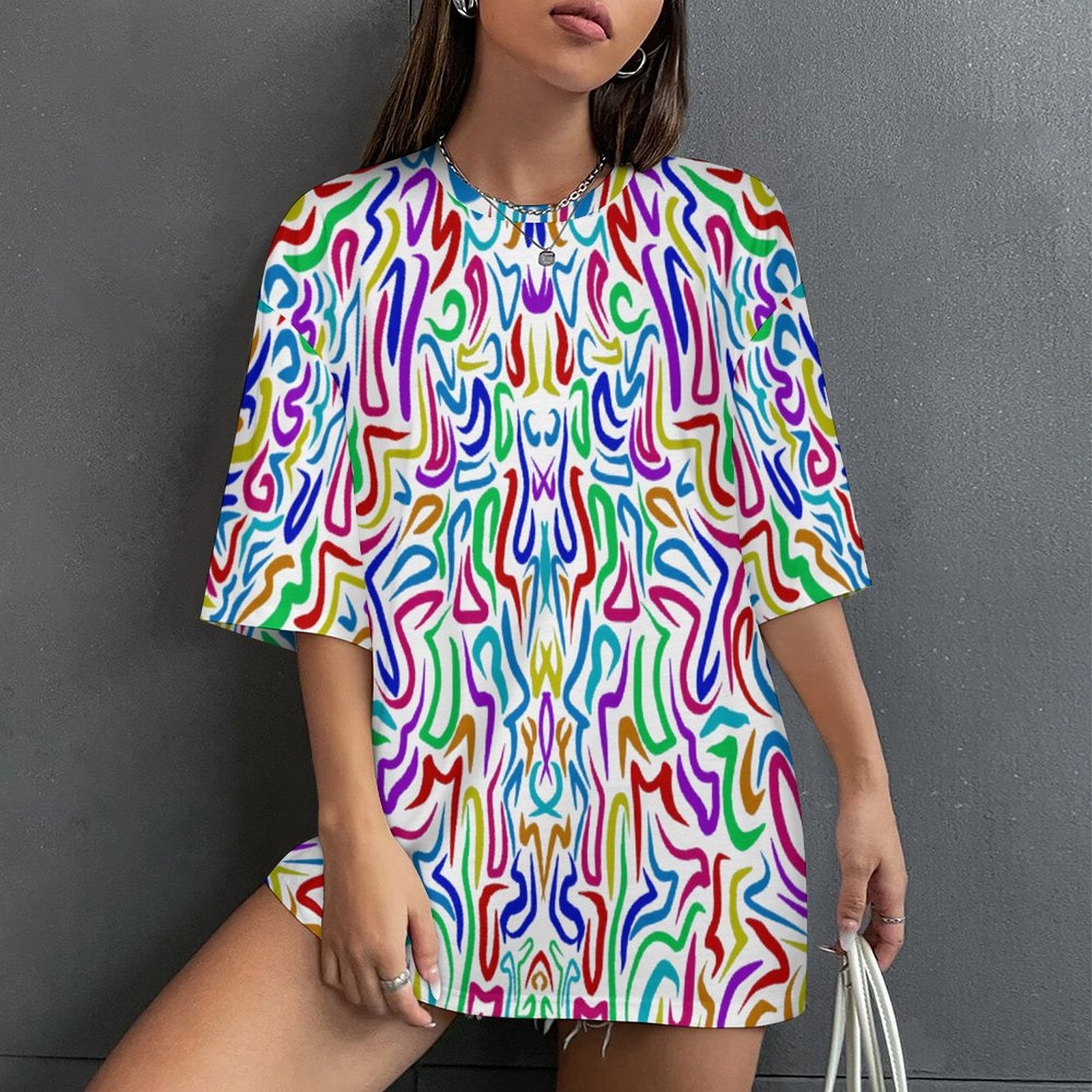 Women's Psychedelic Colors Acid & Punk Oversized T-shirt