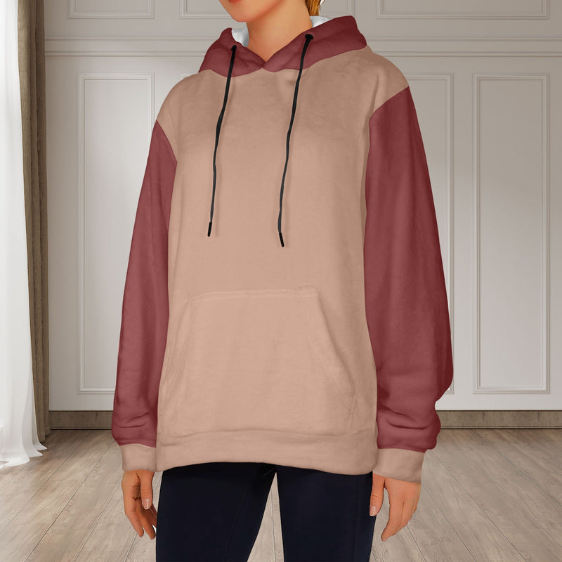 Women's Mocha Mousse & Brown Solid Flannel Hoodie