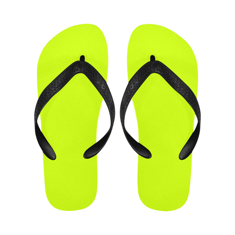 Men's Fluorescent Yellow Solid Flip Flops