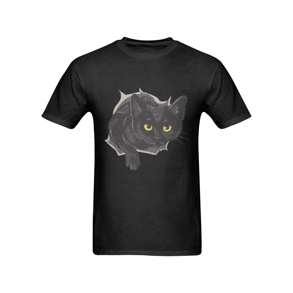 Men's Black Cat Streetwear Classic Fit T-shirt