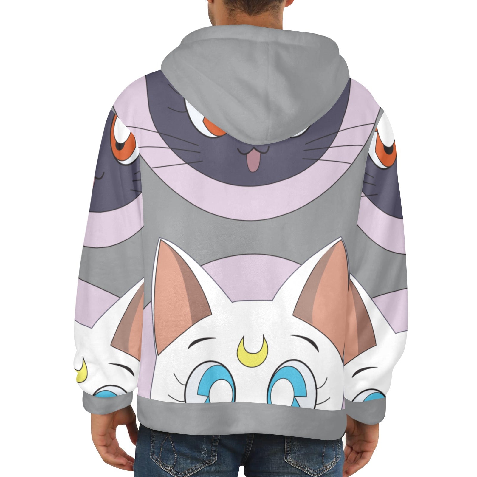 Men's Sailor Moon Cat Anime Flannel Hoodie