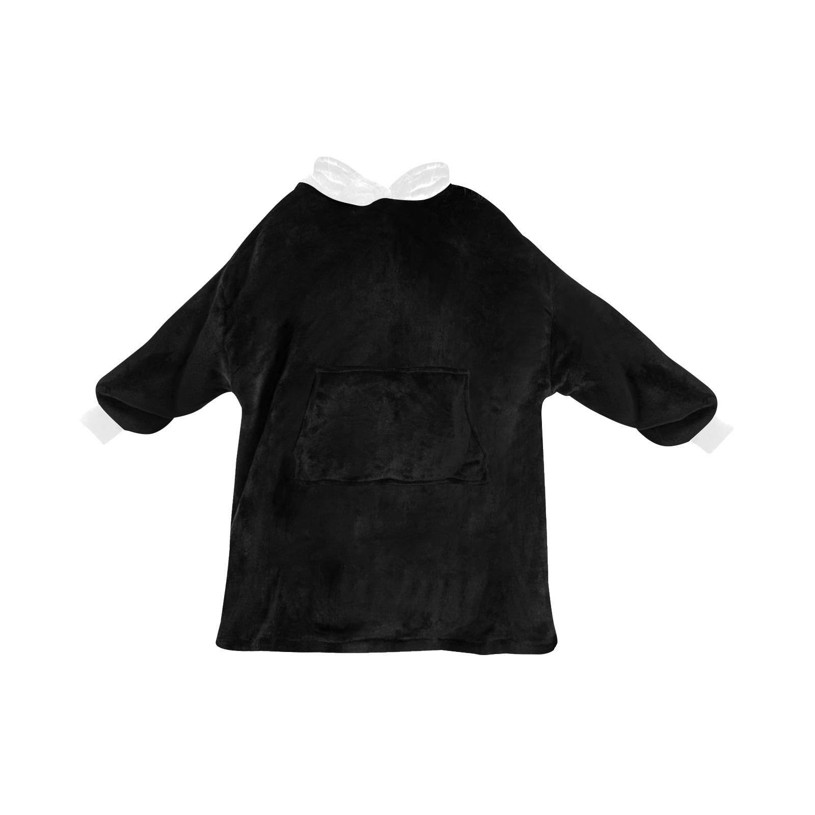 Men's Black & White Solid Blanket Hoodie