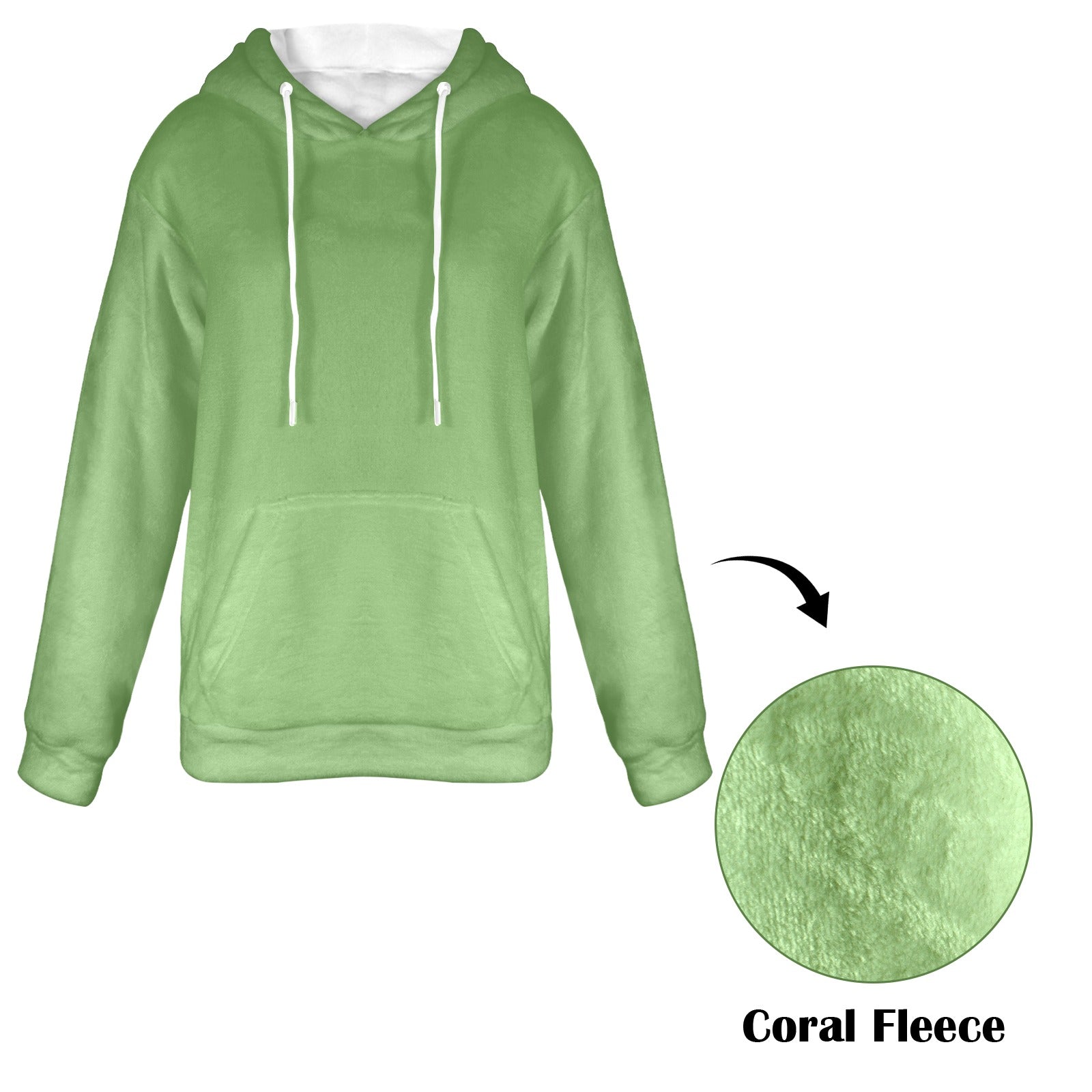 Women's Asparagus Solid Flannel Hoodie