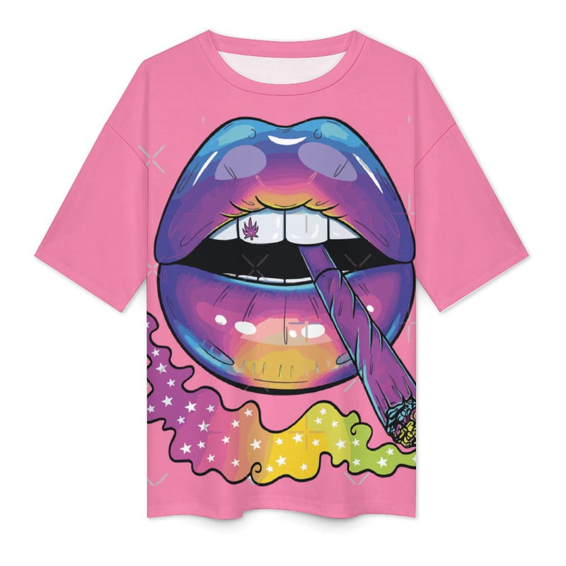 Women's Stoner Lips Acid & Punk Oversized T-shirt