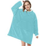 Women's Pastel Blue Solid Blanket Hoodie
