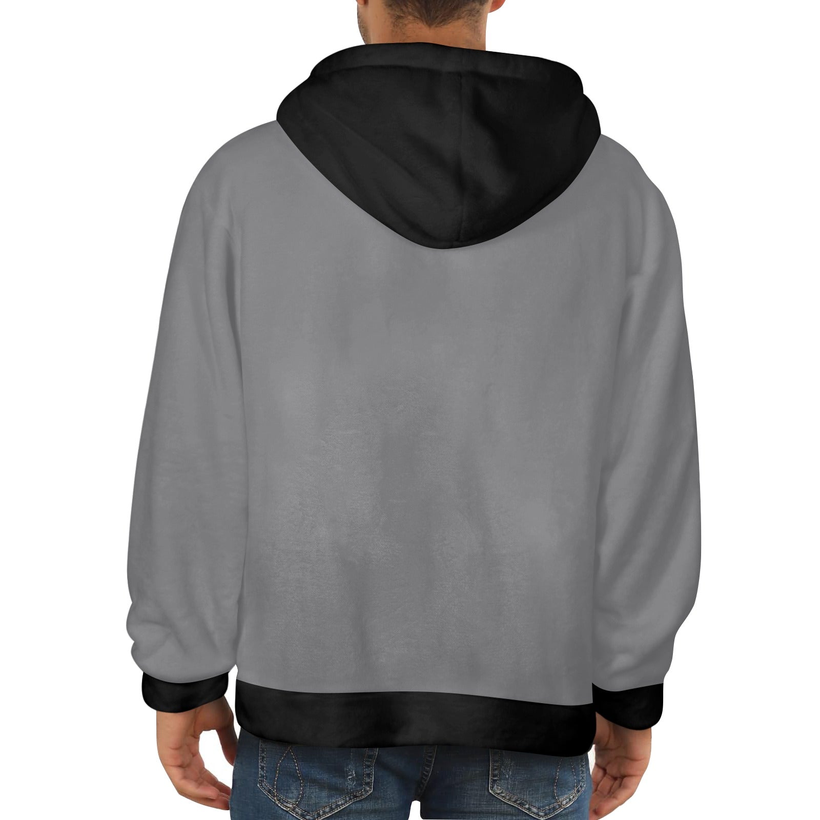 Men's Grey & Black Solid Flannel Hoodie