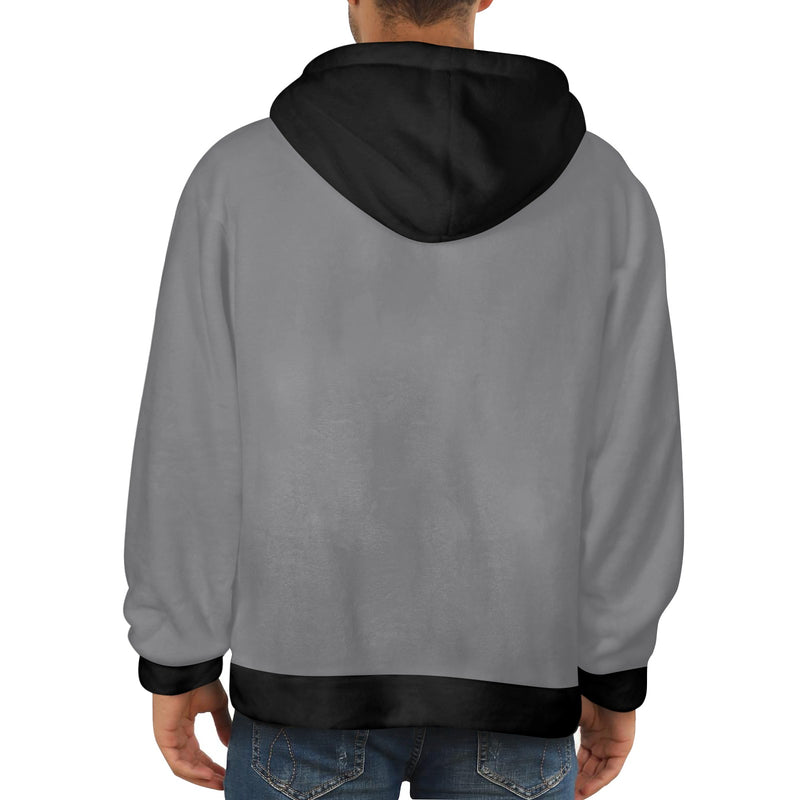 Men's Grey & Black Solid Flannel Hoodie