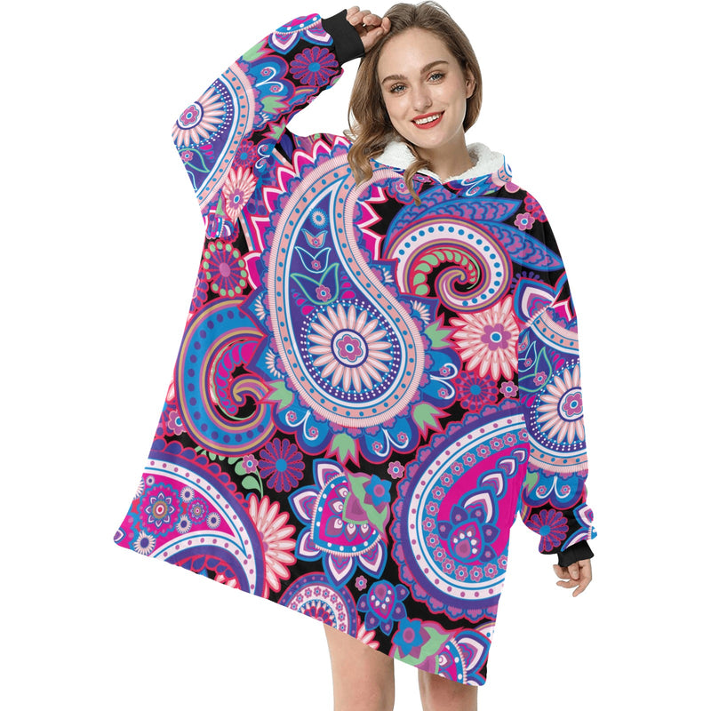 Women's Traditional Asian elements Paisley Abstract Blanket Hoodie