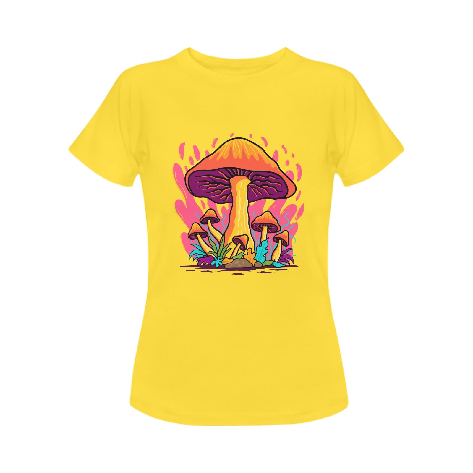 Women's Flaming Mushroom Mushroom Acid & Punk Classic Fit T-shirt